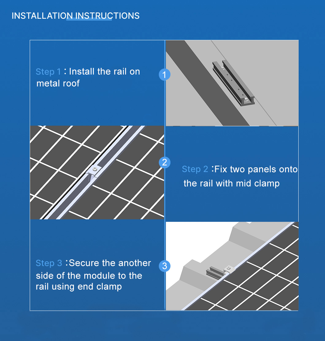 Short Rail Metal Roof Solar Panel Mounting Structure Aluminium Alloy