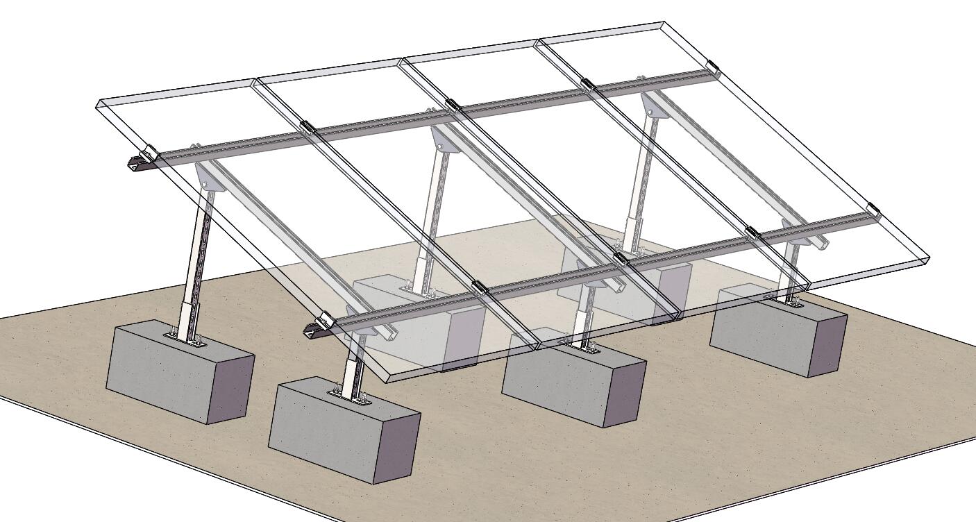 Solar Panel Triangular Mounting Structure for Flat Roof